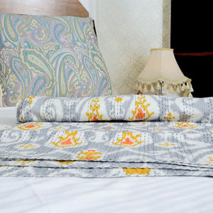 Linen Connections Handmade Indian Kantha Quilt - Silver Mist