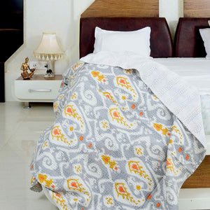 Linen Connections Handmade Indian Kantha Quilt - Silver Mist