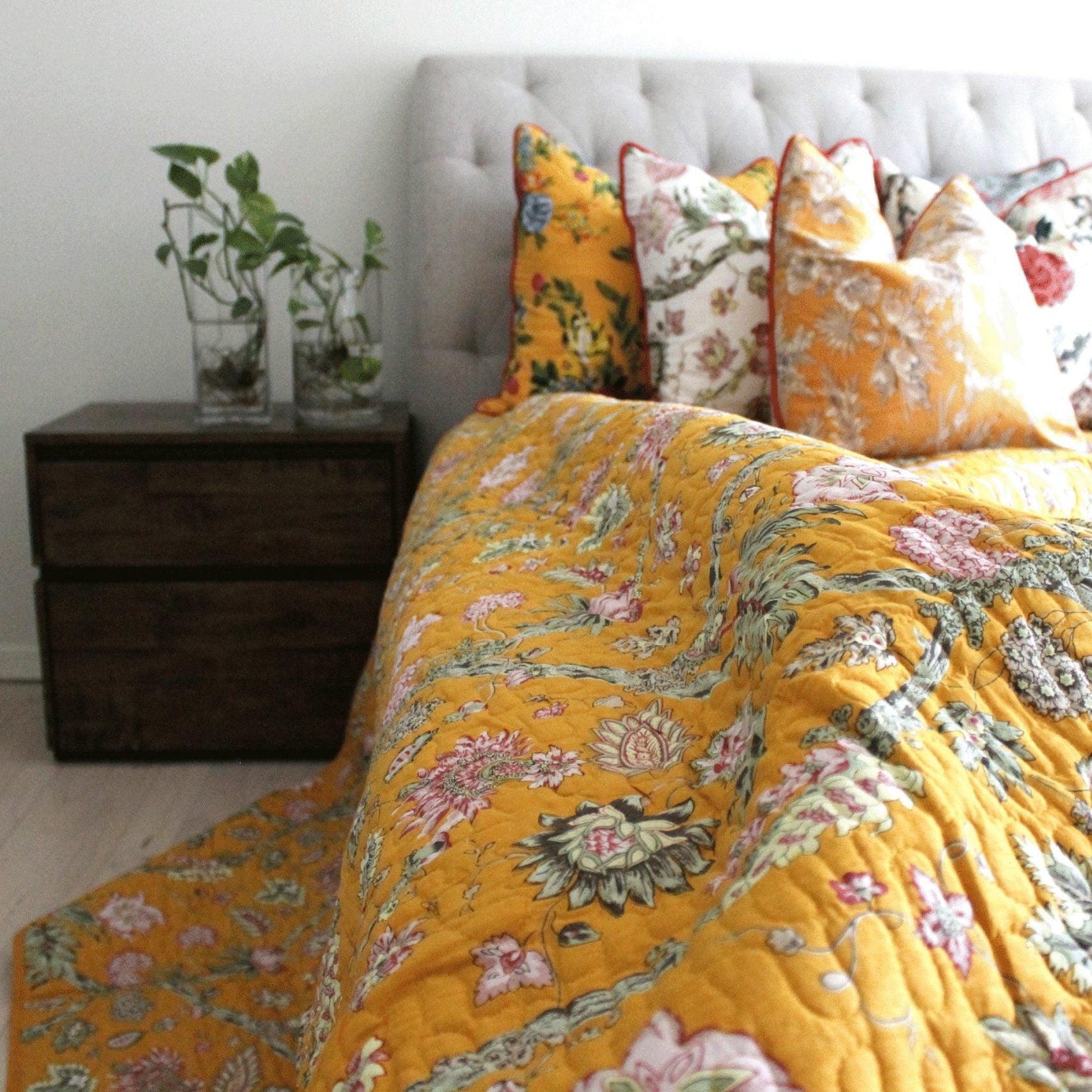 Linen Connections Floral Reversible Cotton Quilt - Sunflower