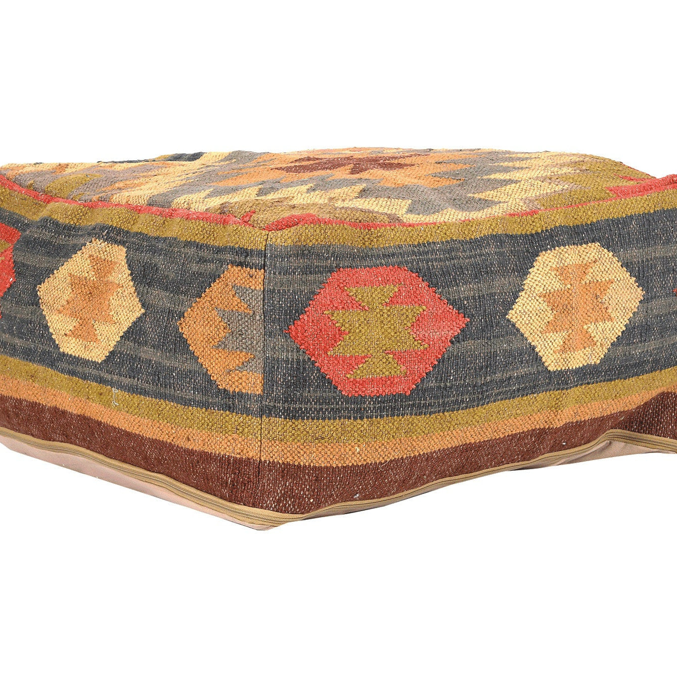 Moroccan Ottoman Cushion Cover, Pouf, Footstool - Yellow
