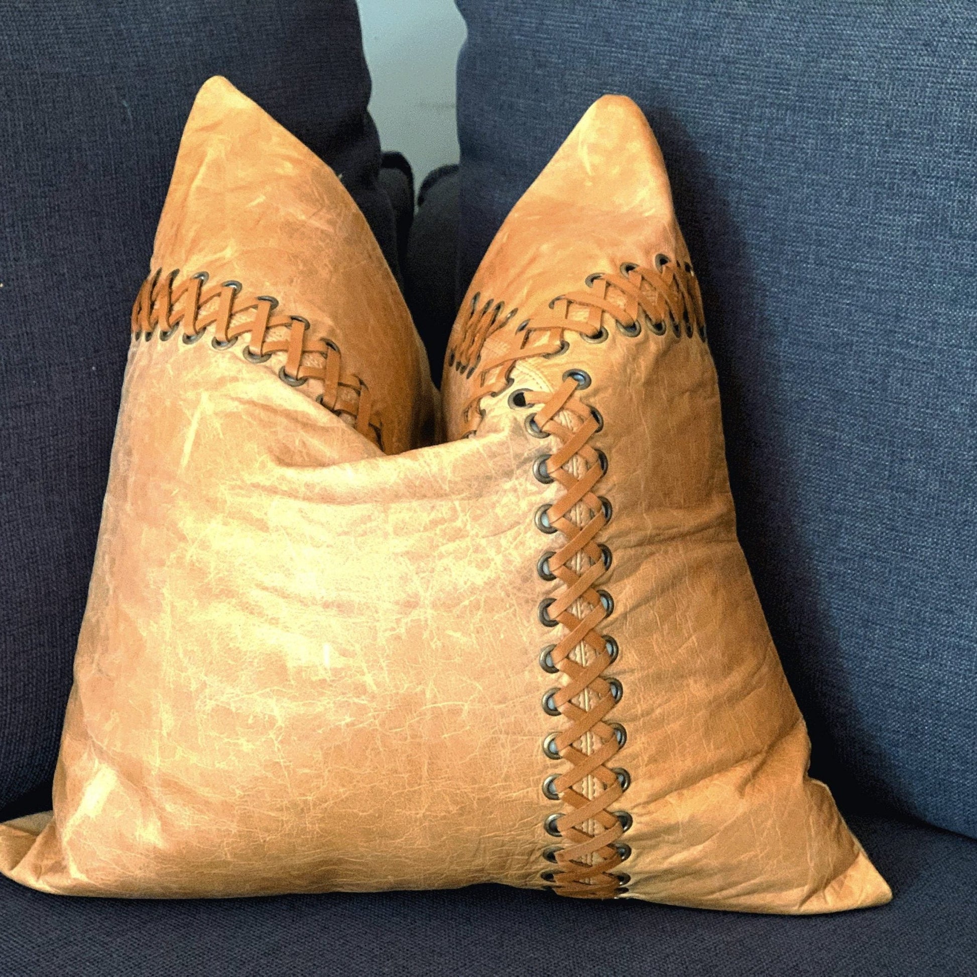 100% Tan Leather Cushion Cover - Beige Leather