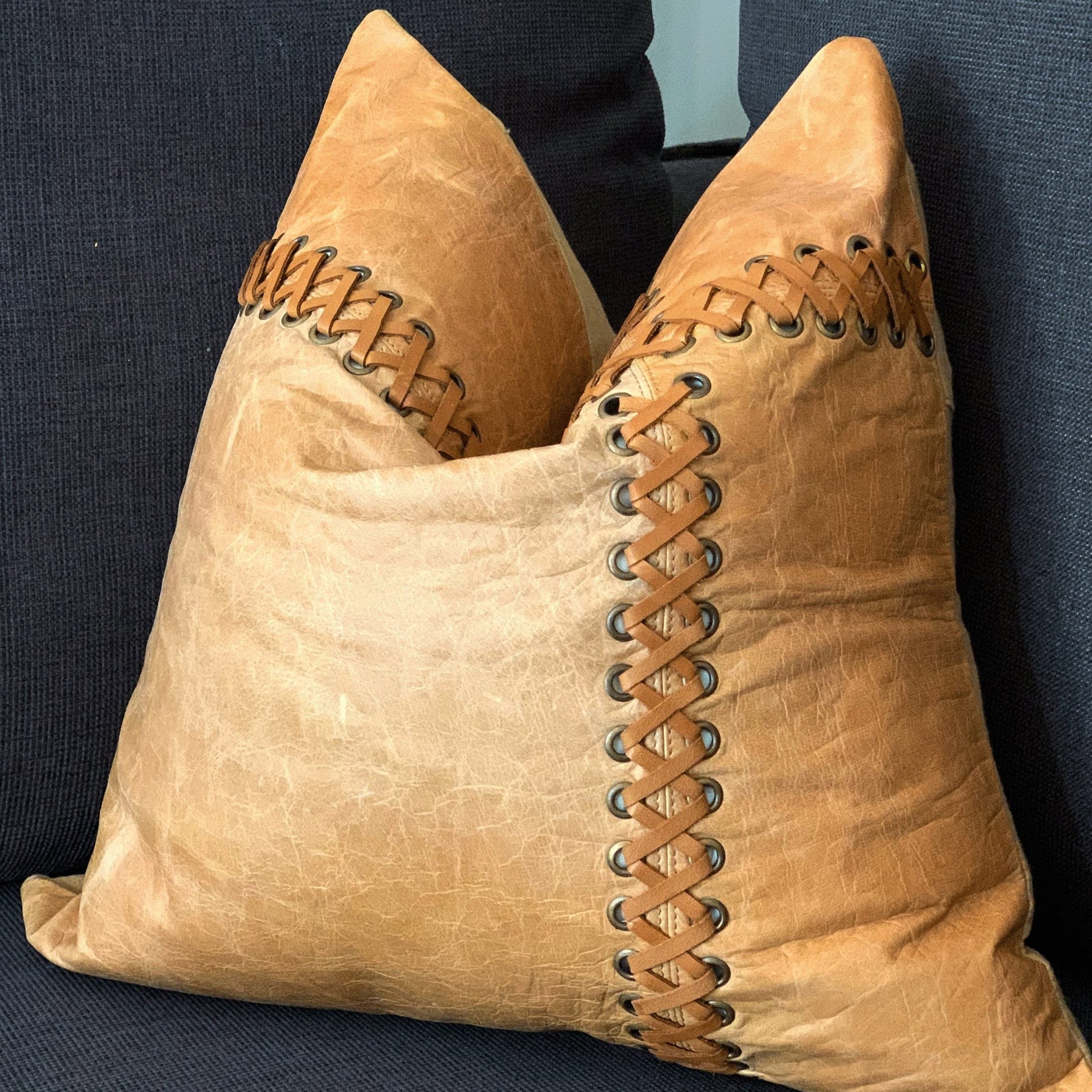 100% Tan Leather Cushion Cover - Beige Leather