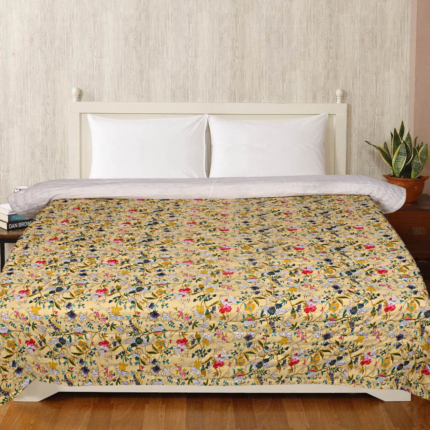 Linen Connections Kantha Quilt Blanket - Yellow Bird