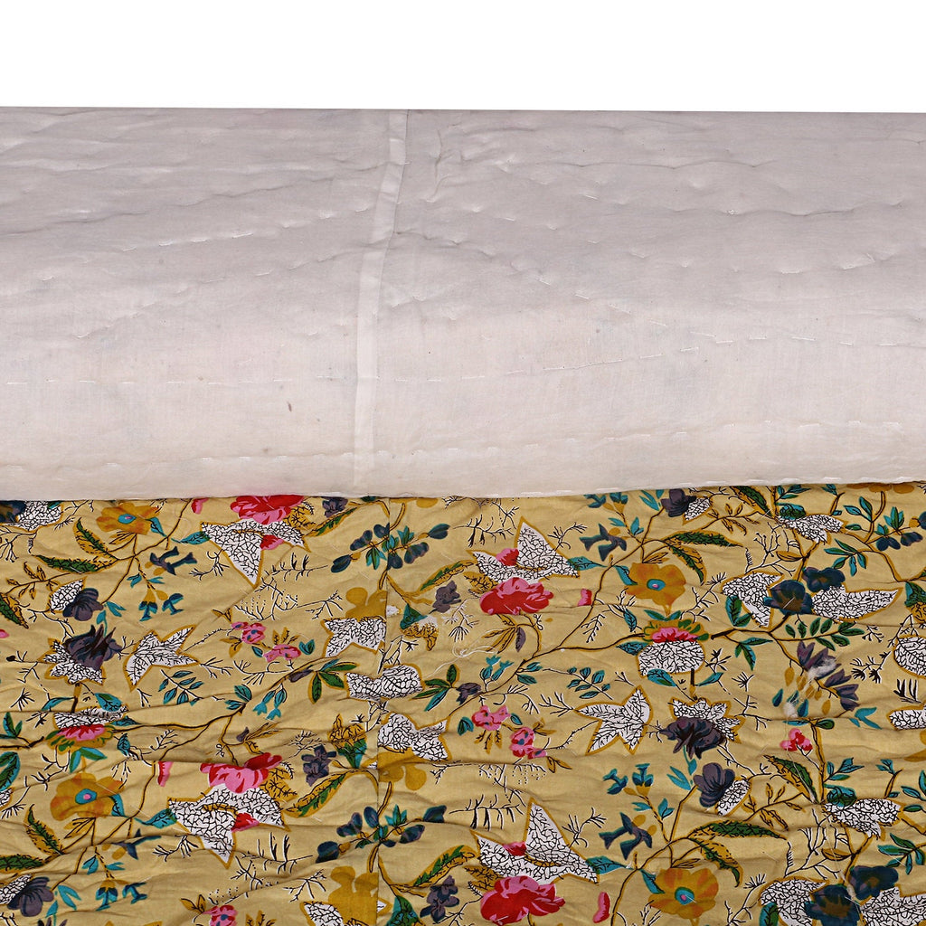 Linen Connections Kantha Quilt Blanket - Yellow Bird