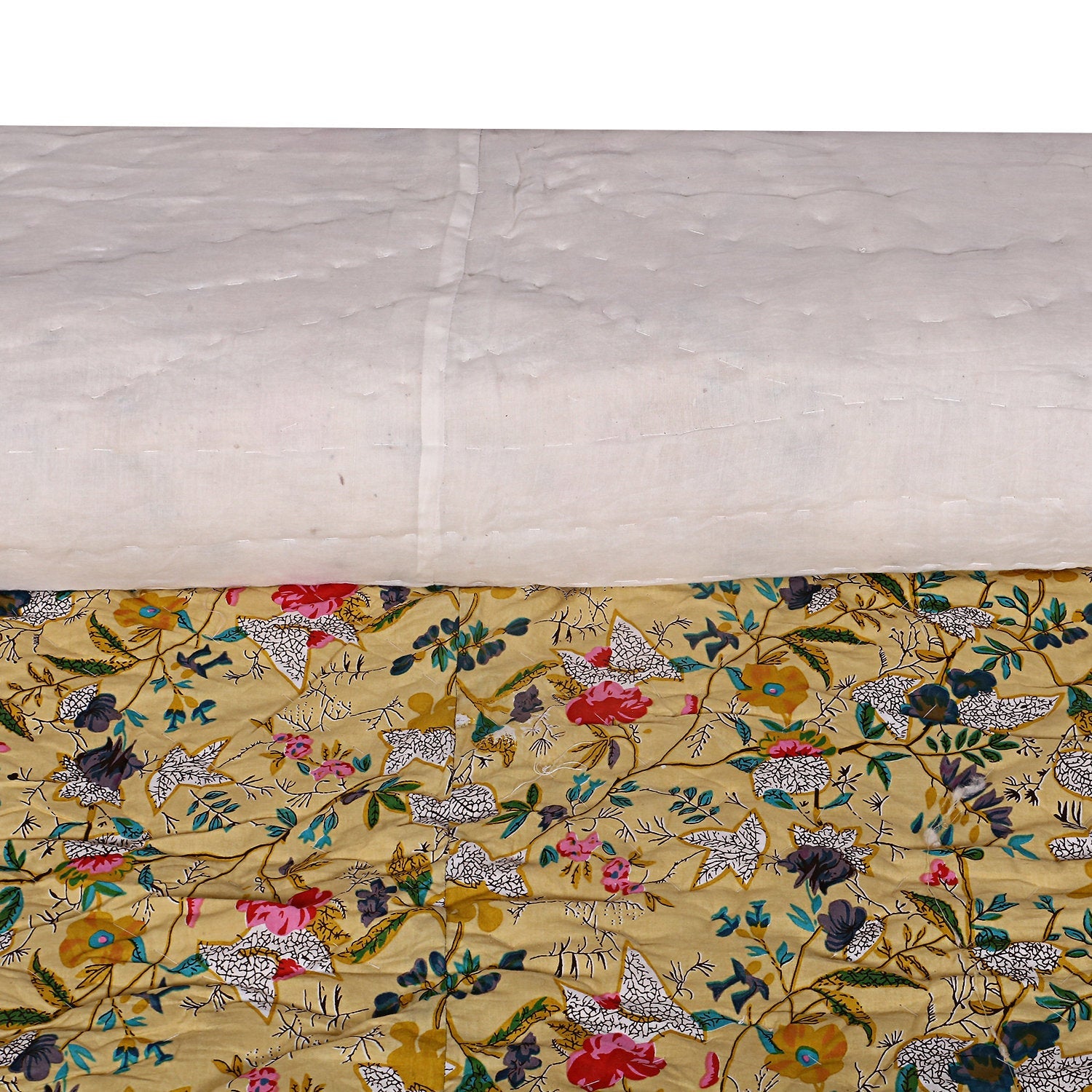 Linen Connections Kantha Quilt Blanket - Yellow Bird