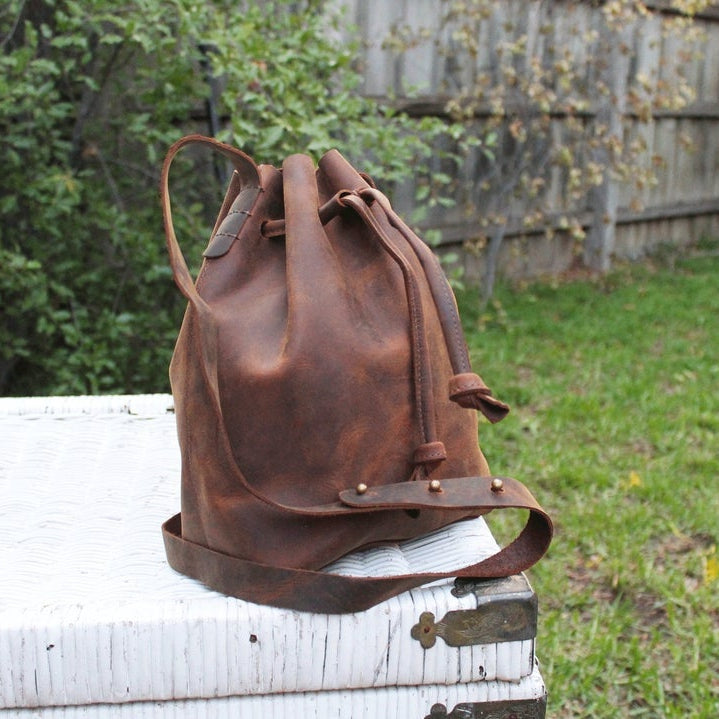 Tan Leather Crossbody Bag - Minimalist Small Purse