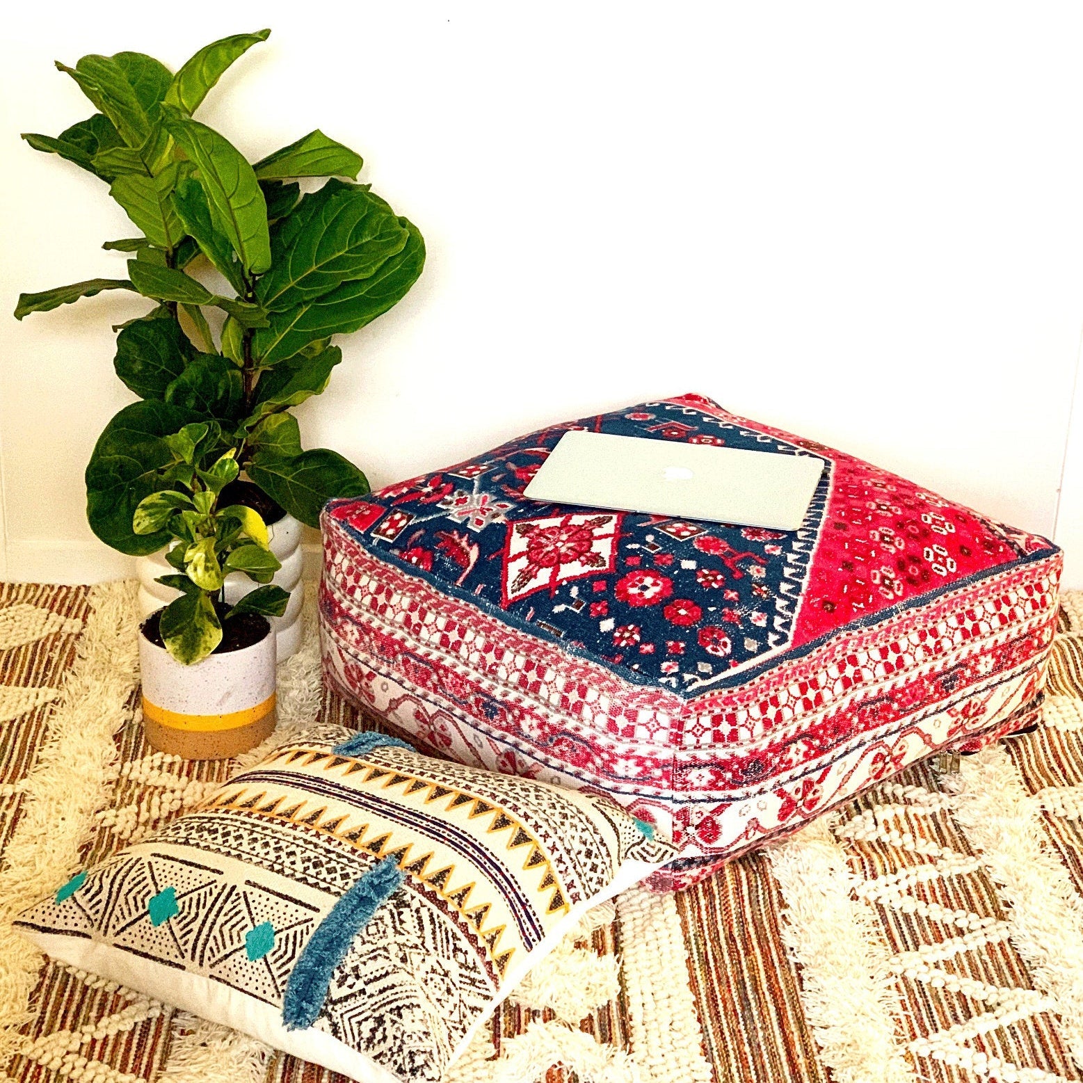 Moroccan Ottoman Cushion Cover, Pouf, Footstool - Gift Decor