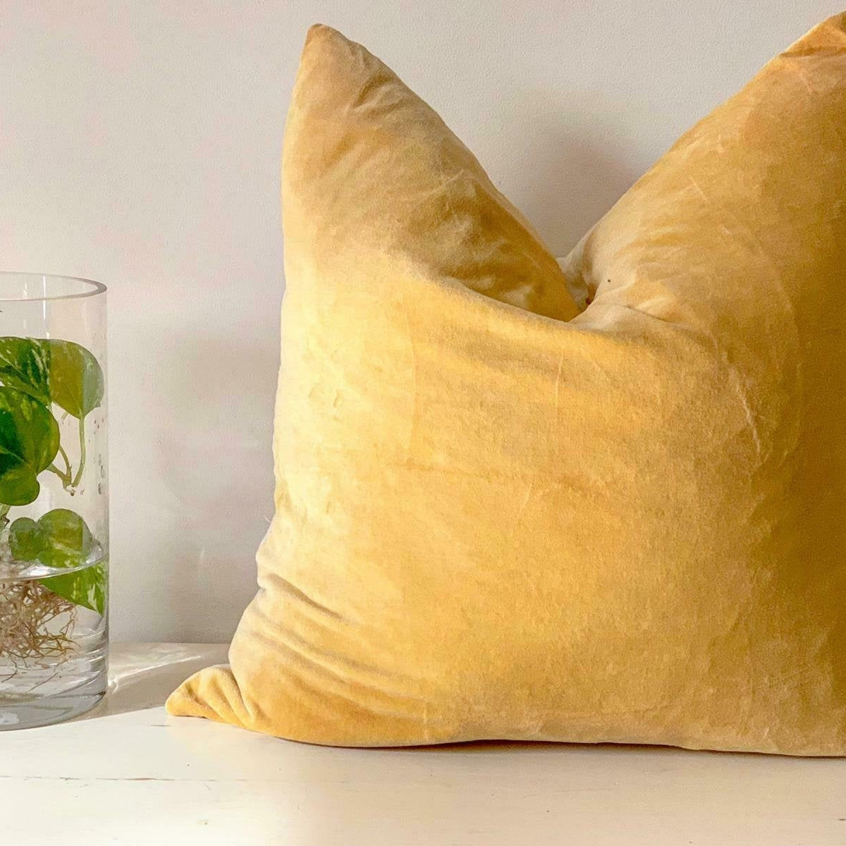 100% Cotton Velvet Cushion Cover - Velvet Yellow