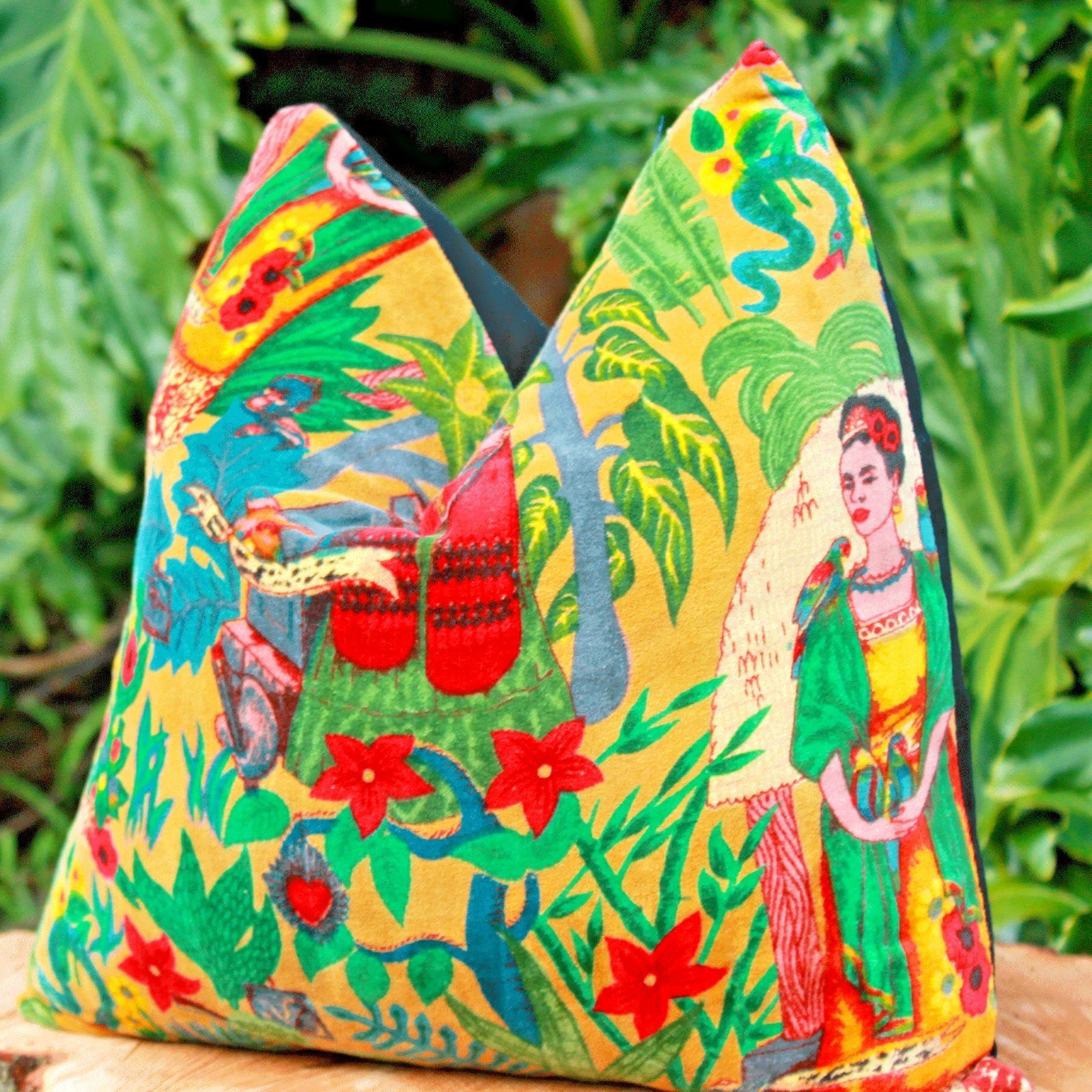 'Fiesta Mexicana' 100% Cotton Velvet Cushion Cover