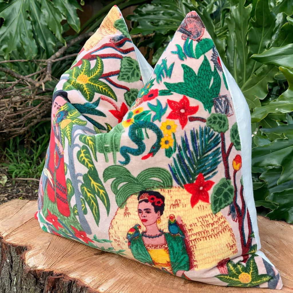 100% Cotton Velvet Cushion Cover - Vivid Frida