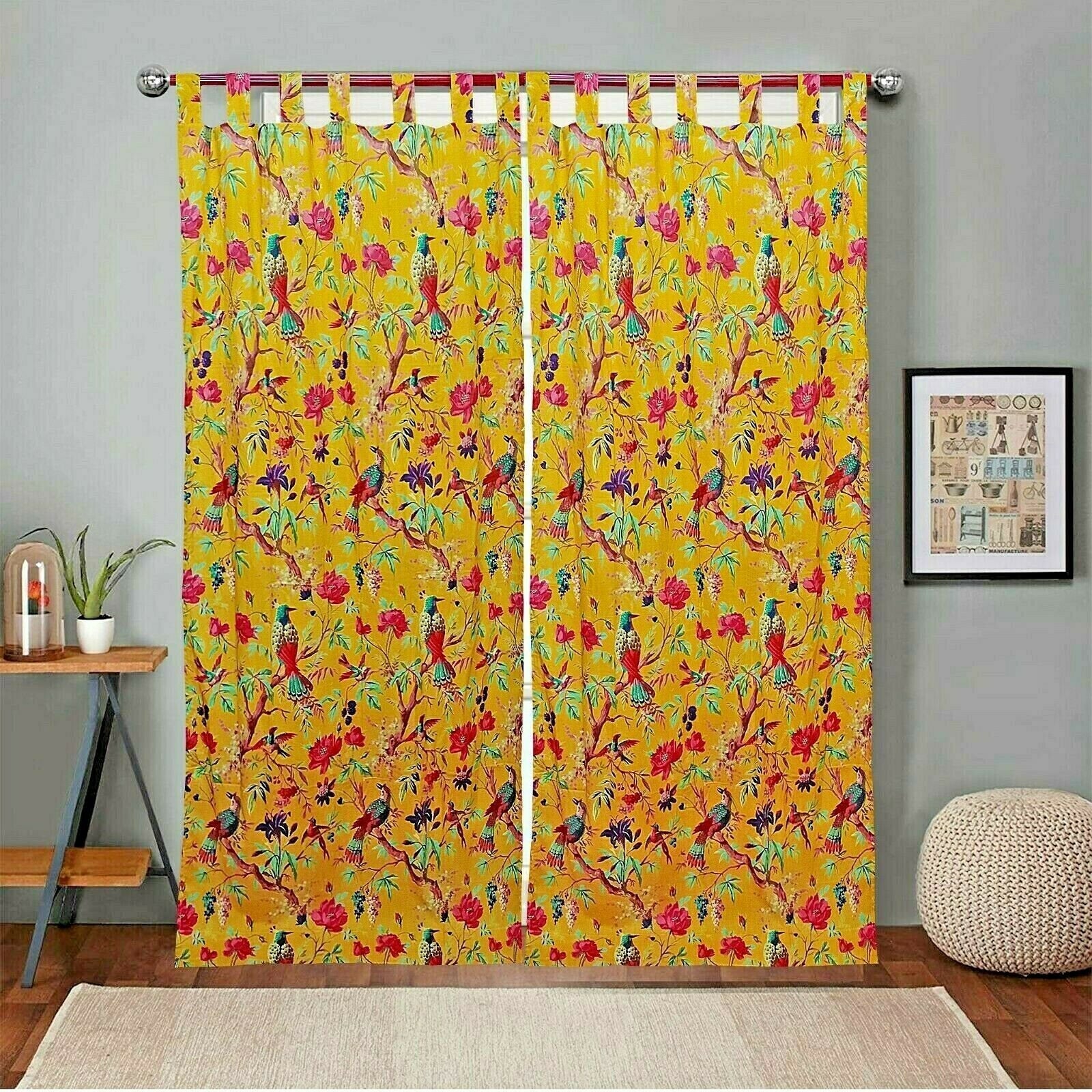 'Floral Kaleidoscope' 100% Cotton Boho Curtains