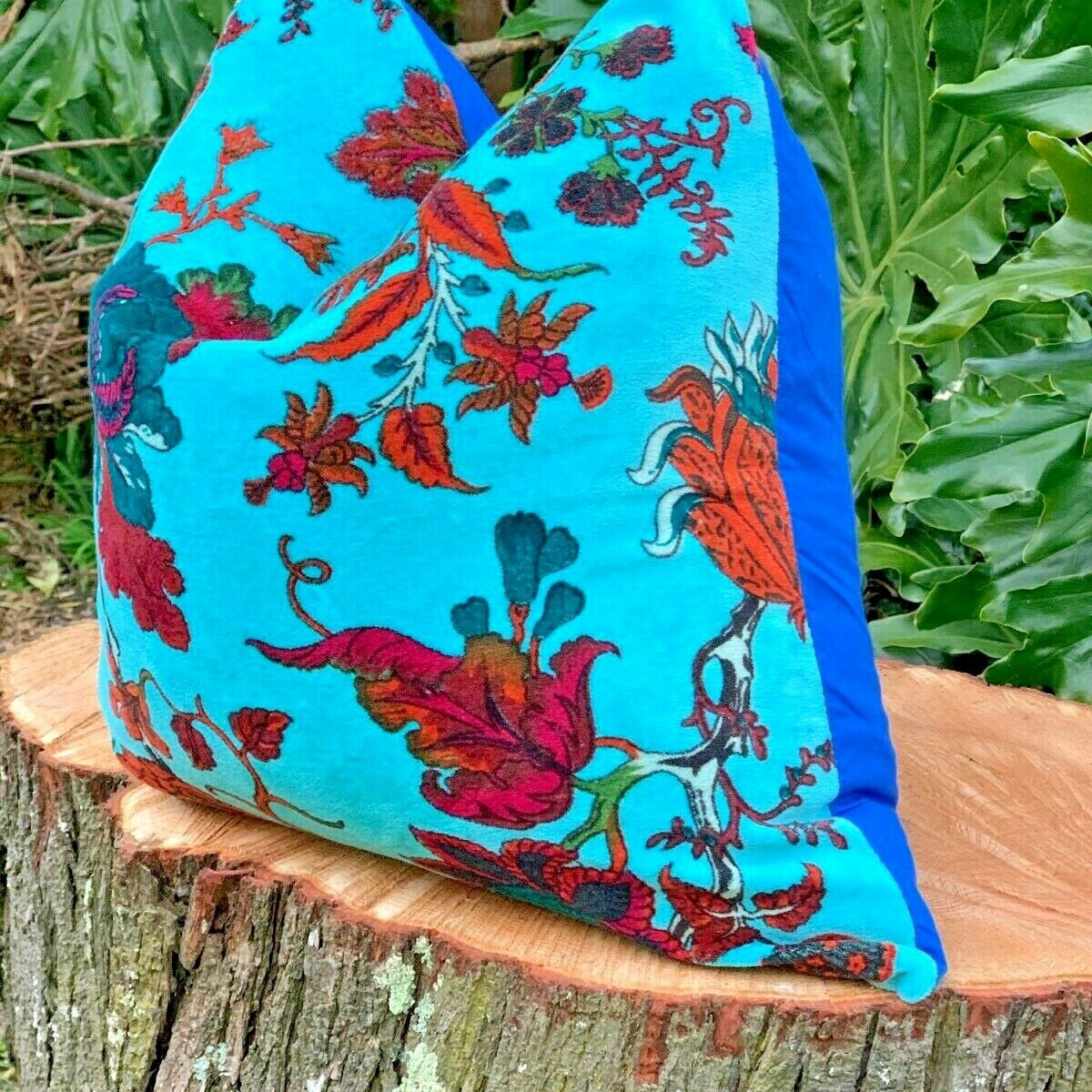 'Floral Velvet' 100% Cotton Velvet Cushion Cover