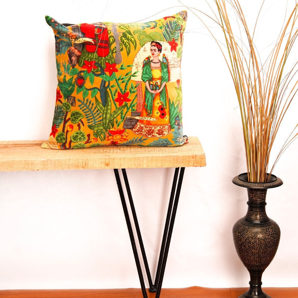'Frida's Tapestry' 100% Cotton Velvet Cushion Cover