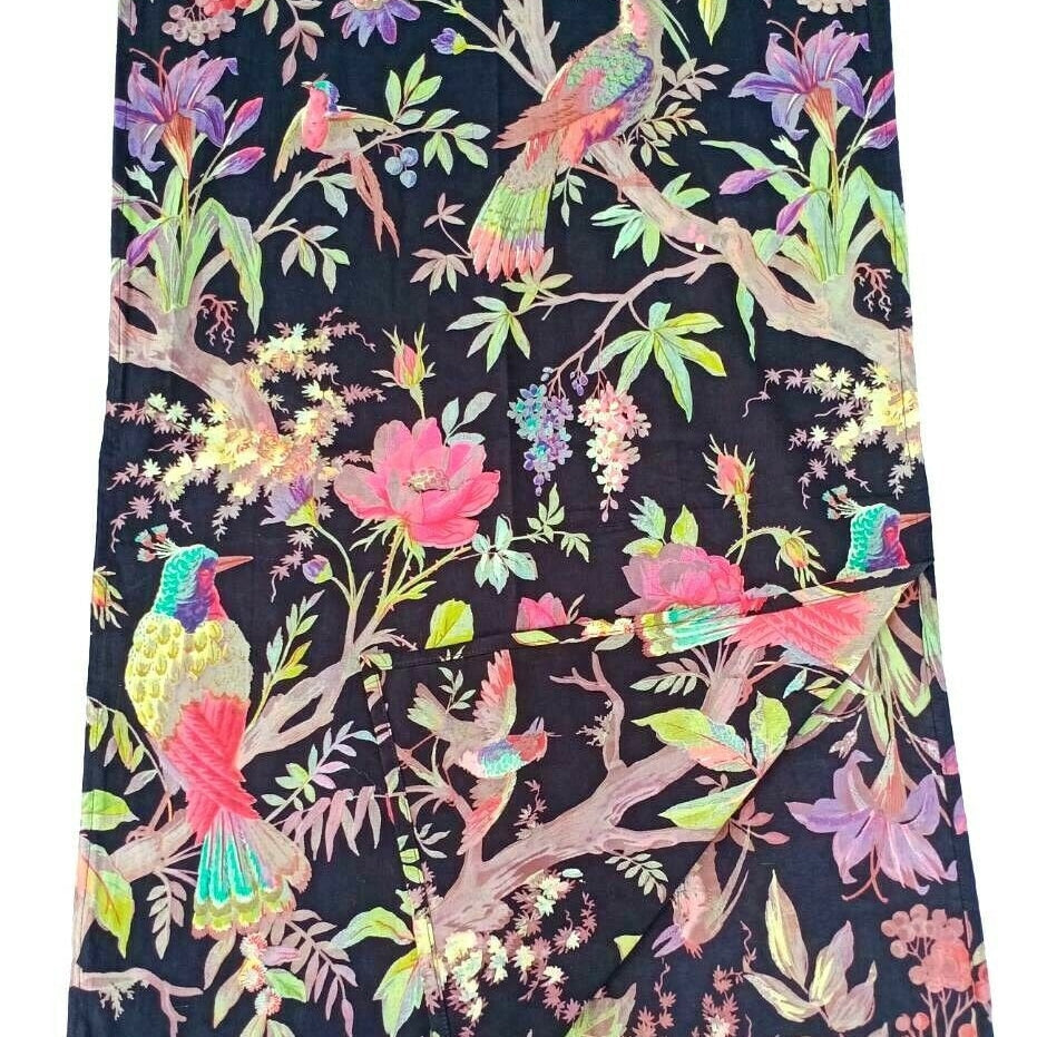 'Noir Birds & Blooms' 100% Cotton Scarf