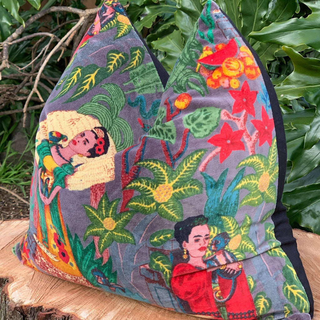 100% Cotton Velvet Cushion Cover - Frida's Vivid Dreams