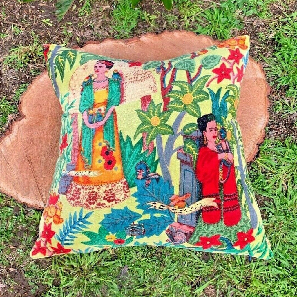 100% Cotton Velvet Cushion Covers - Frida Pea Green