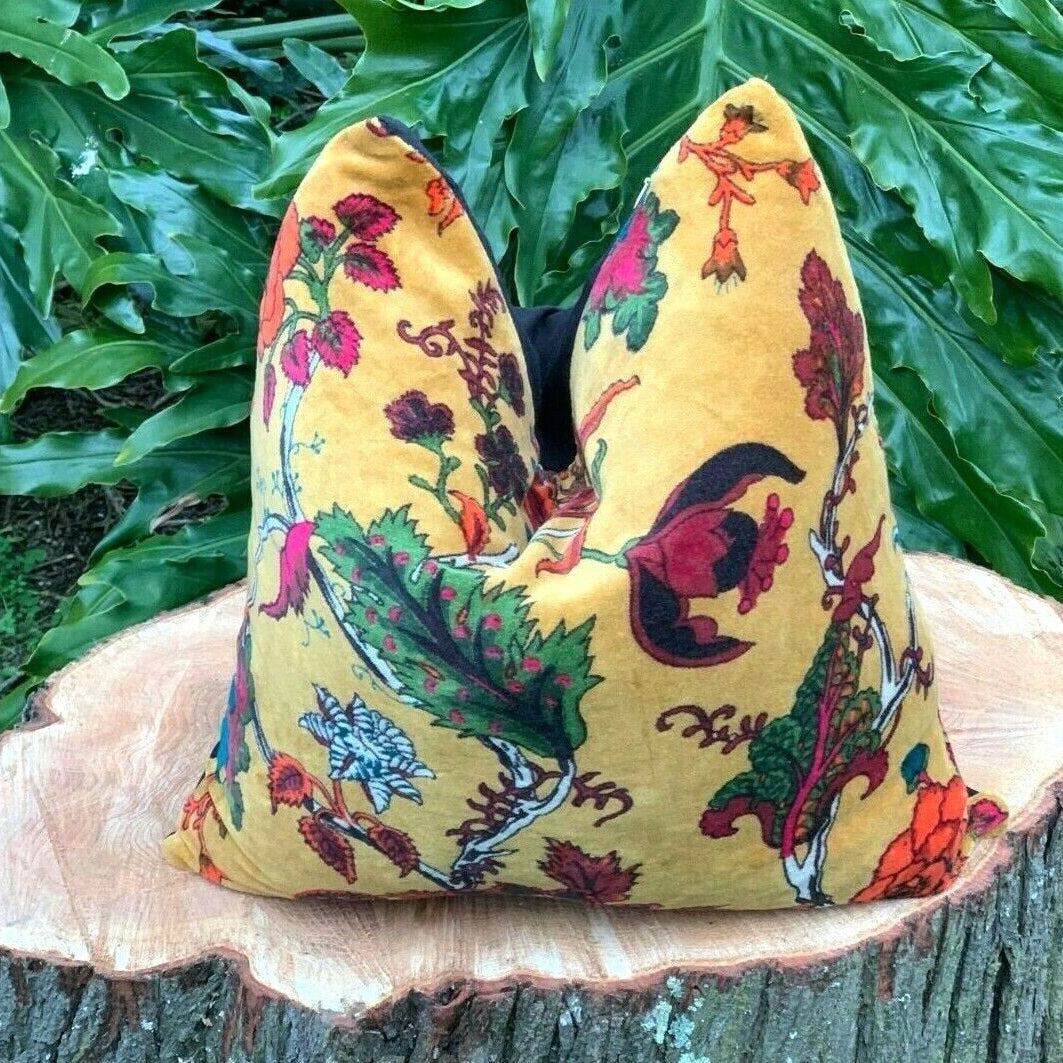 100% Cotton Velvet Cushion Cover - Flora Mexicana
