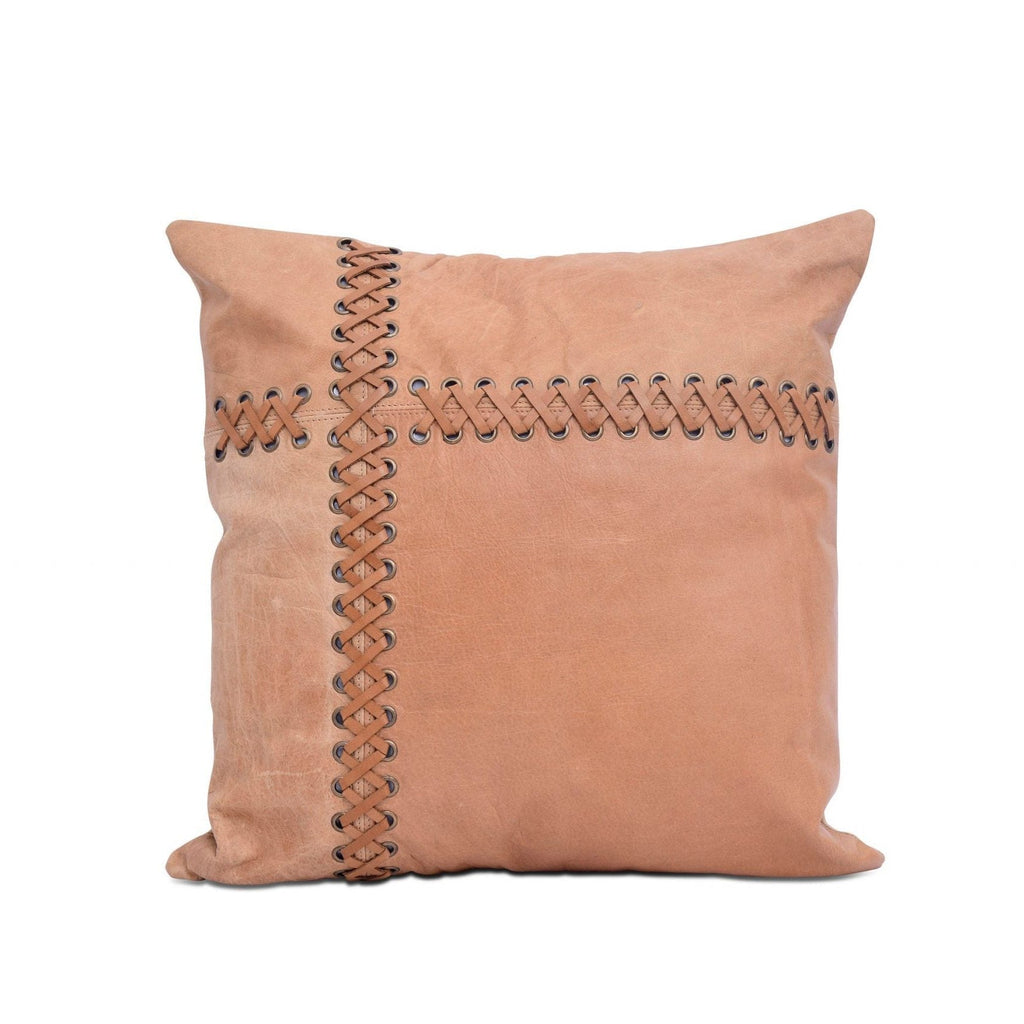 100% Tan Leather Cushion Cover - Beige