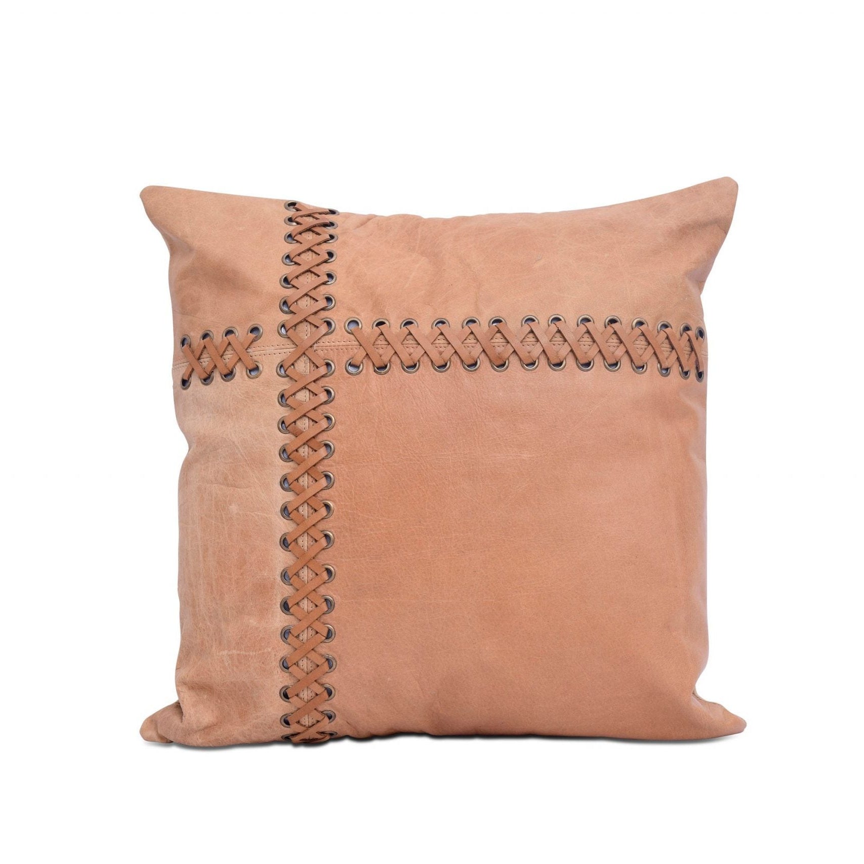 100% Tan Leather Cushion Cover - Beige