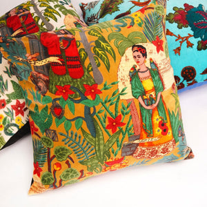 'Frida's Legacy' 100% Cotton Velvet Cushion Cover