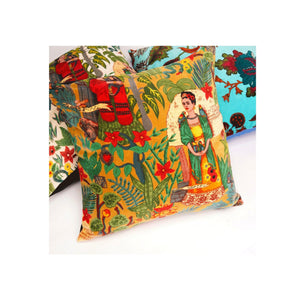 'Bold and Beautiful Frida' 100% Cotton Velvet Cushion Cover
