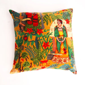 'Bold and Beautiful Frida' 100% Cotton Velvet Cushion Cover