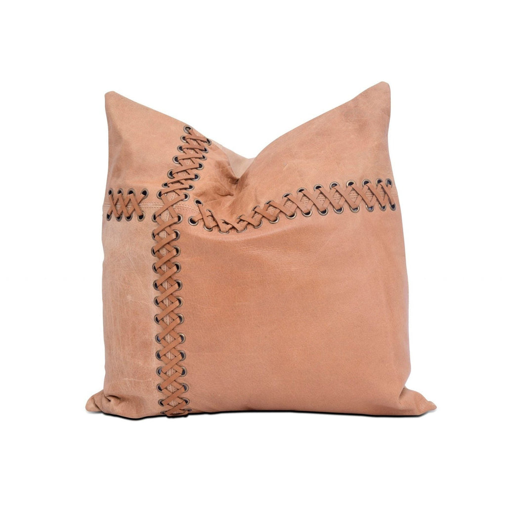 100% Tan Leather Cushion Cover - Beige