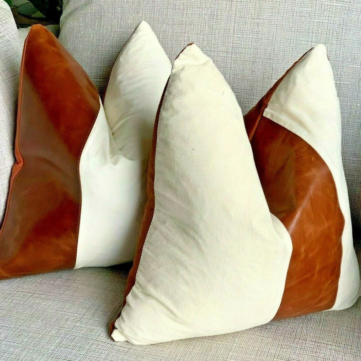 100% Tan Leather Cushion Cover - Haze