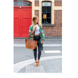 'Emerald Foliage' Kimono' 100% Cotton Bathrobe