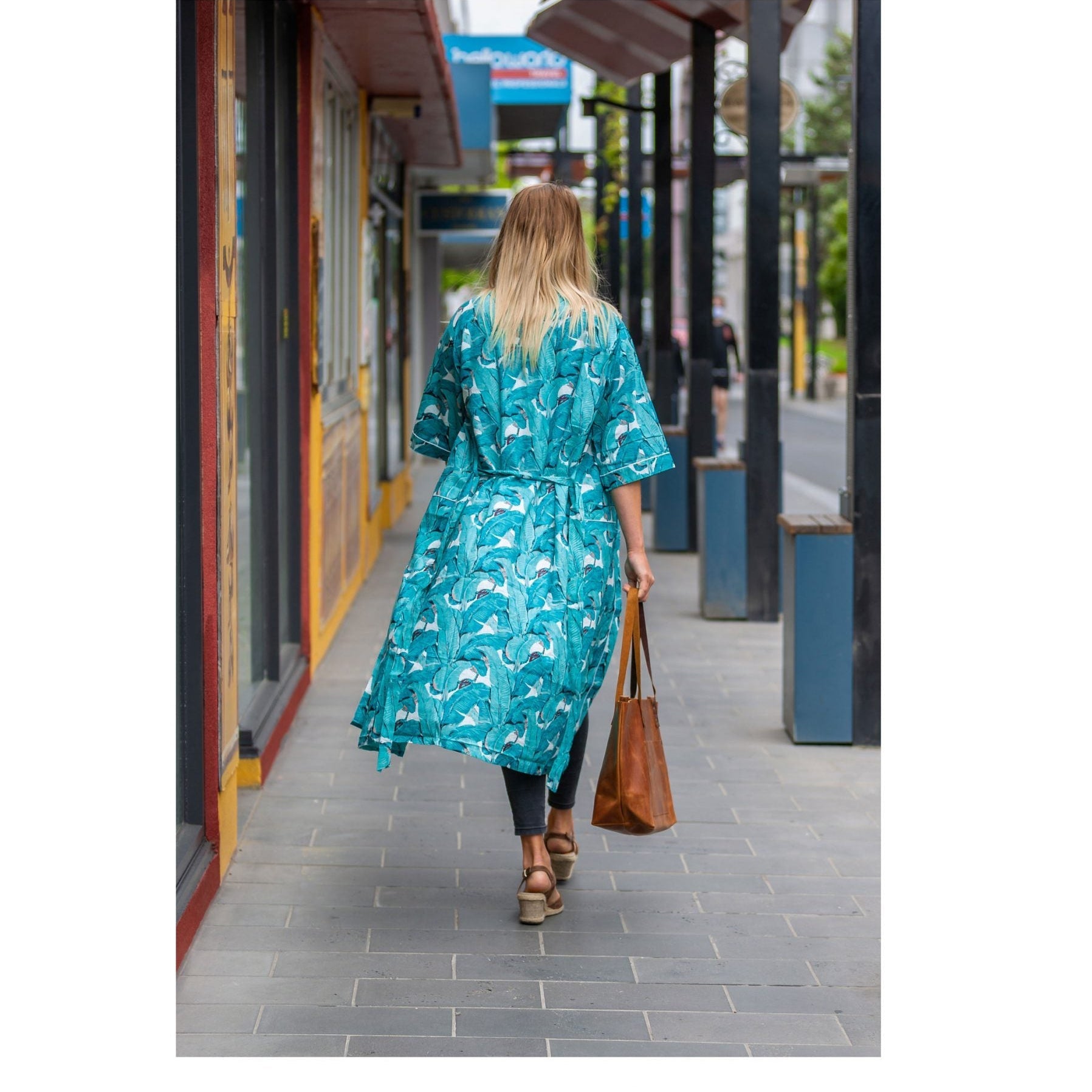 'Aqua Jade Jungle' 100% Cotton Bathrobe