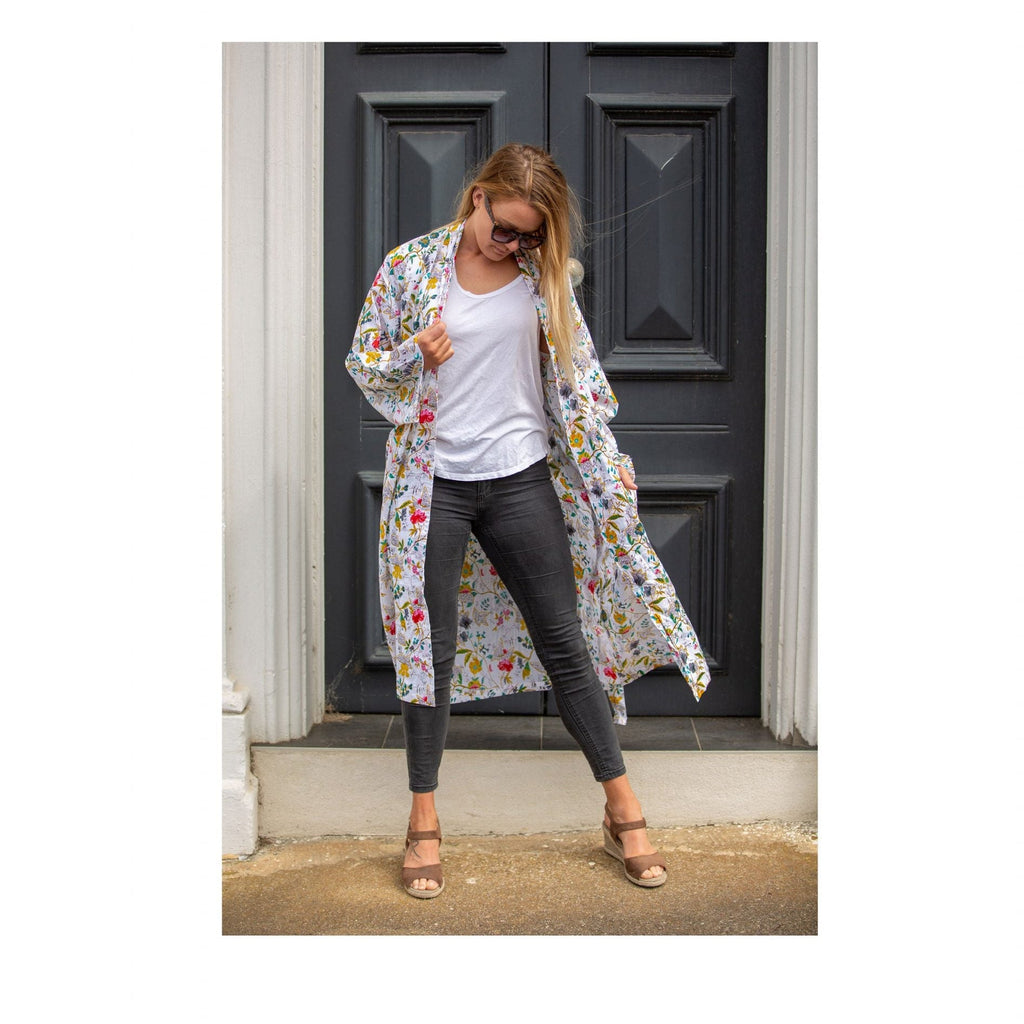 'White Wanderings' 100% Cotton Bathrobe