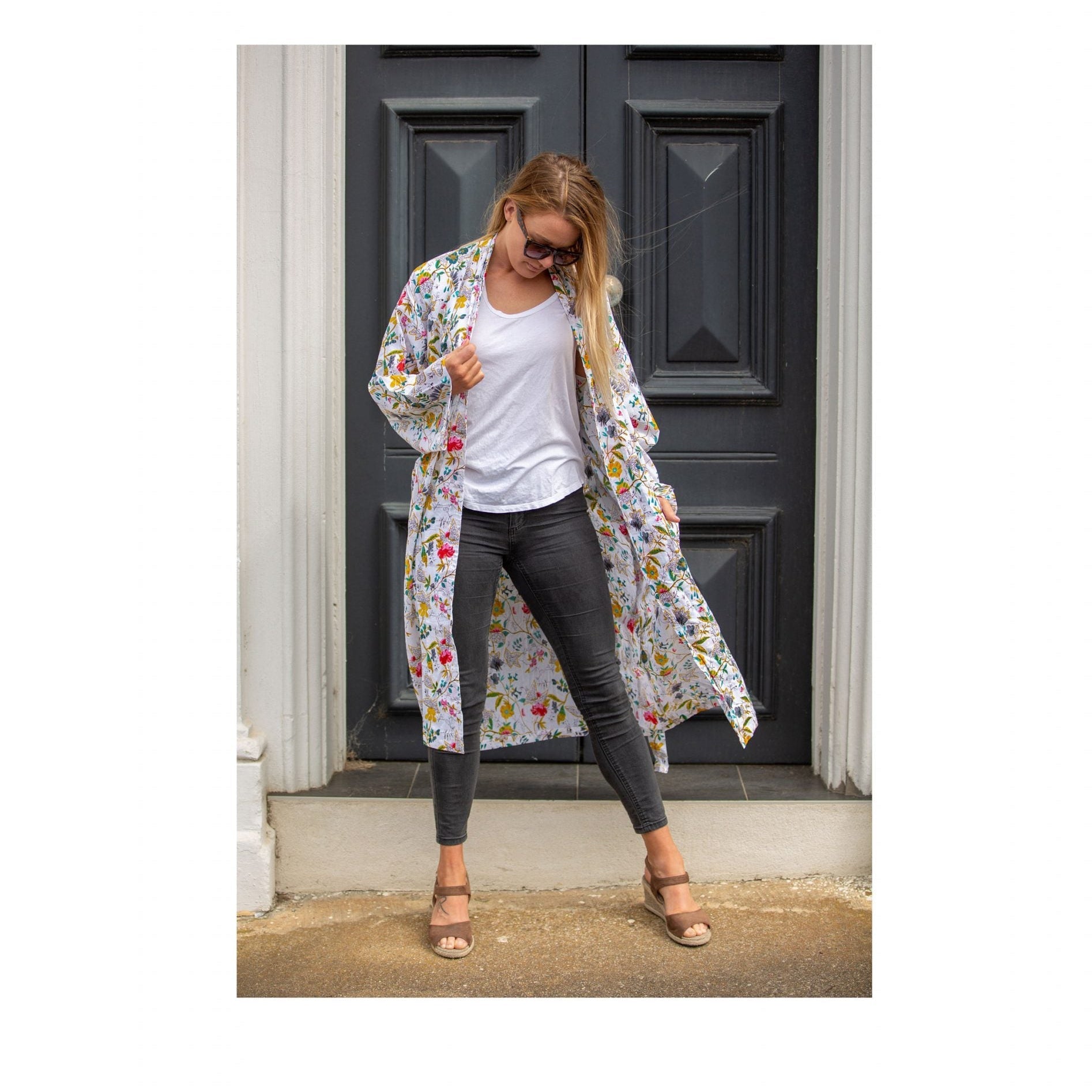 'White Wanderings' 100% Cotton Bathrobe