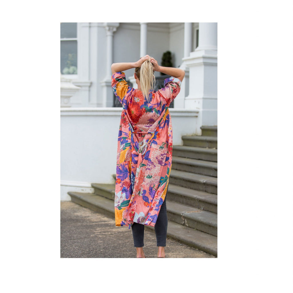 'Crimson Colours' Kimono' 100% Cotton Bathrobe