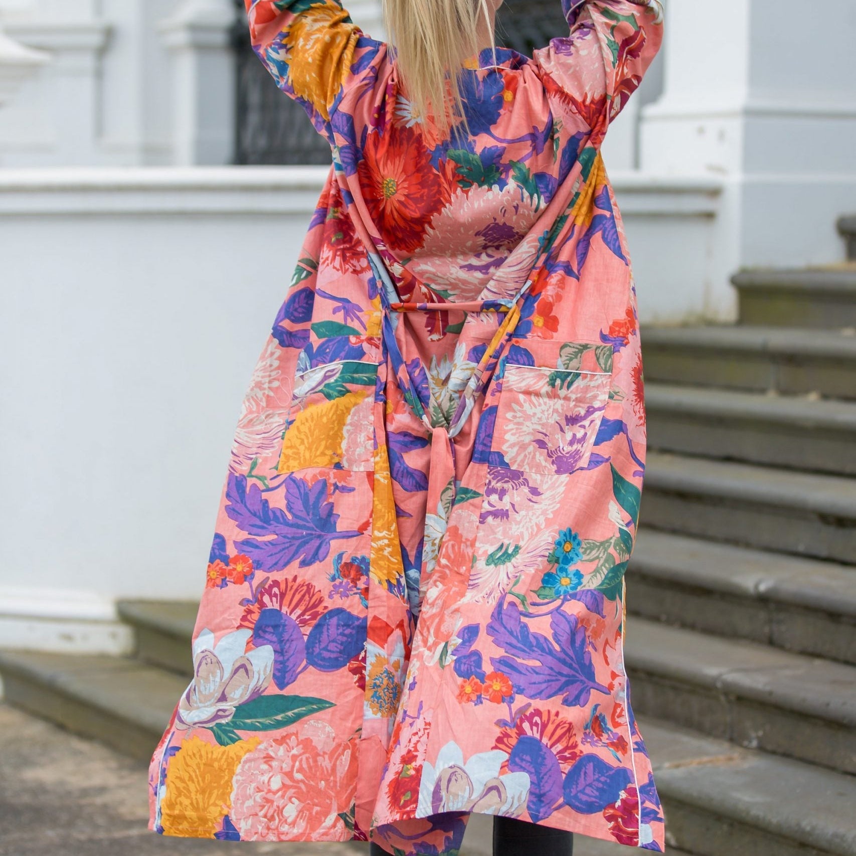 'Crimson Colours' Kimono' 100% Cotton Bathrobe