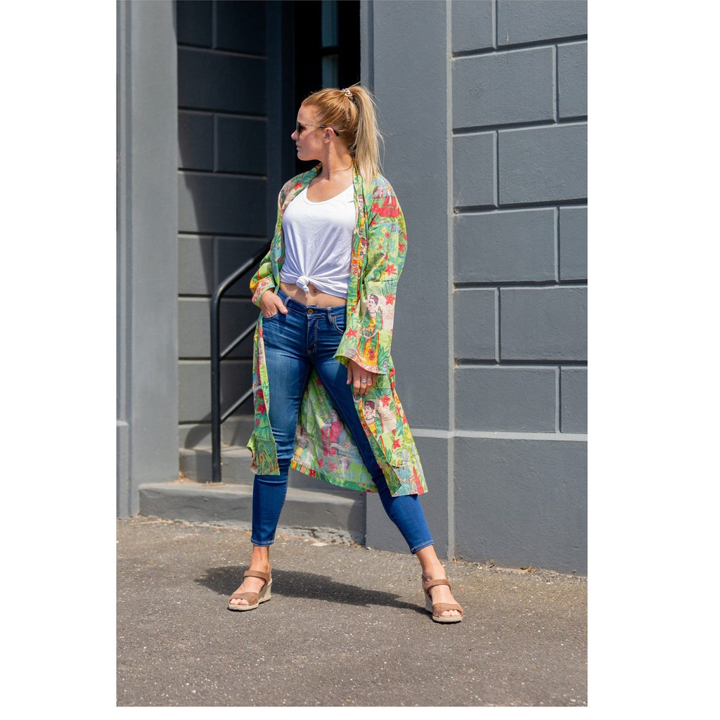 'Jungle Days' Kimono' 100% Cotton Bathrobe