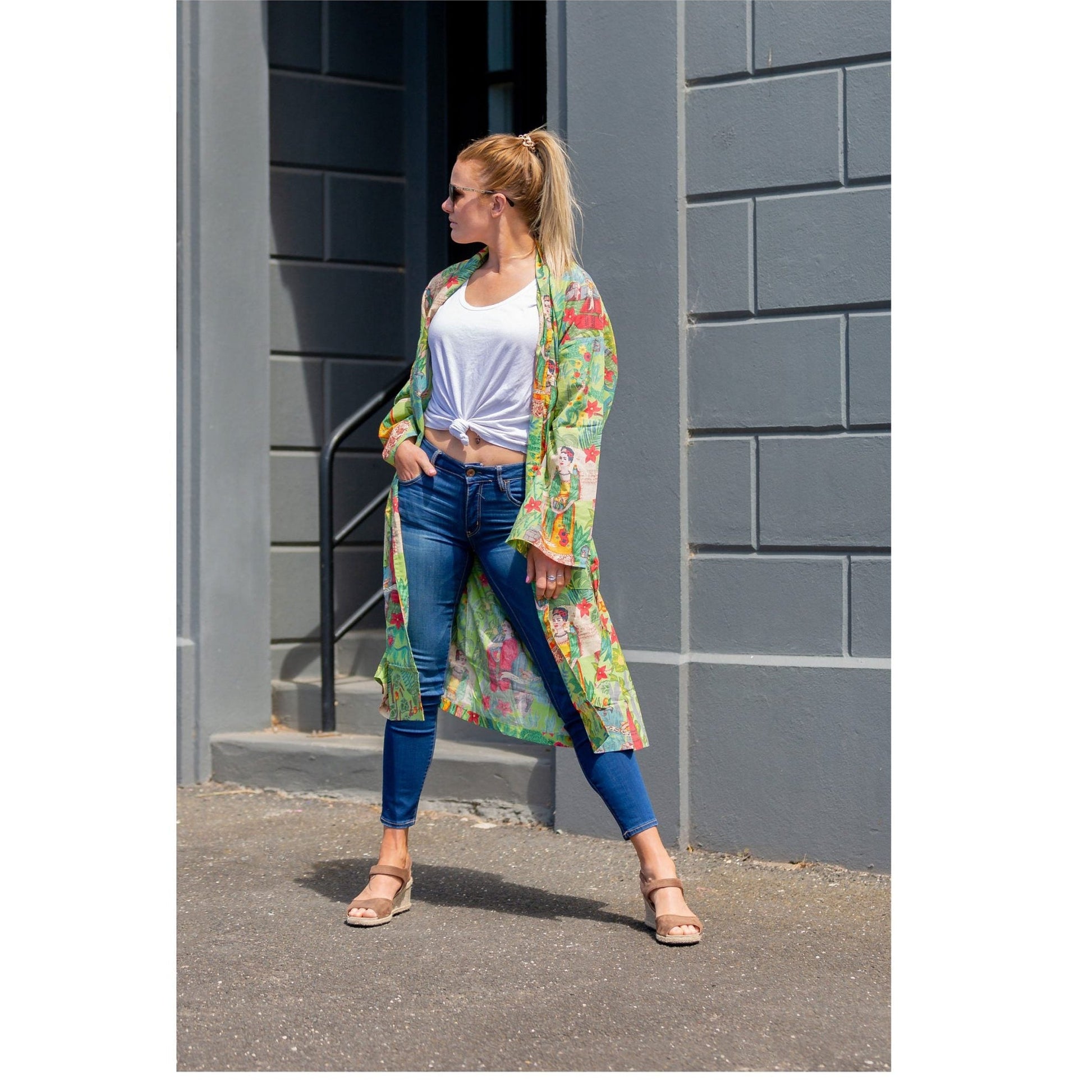 'Jungle Days' Kimono' 100% Cotton Bathrobe