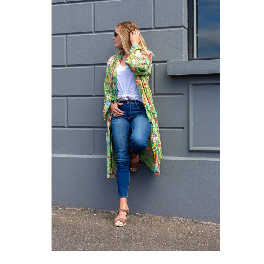 'Jungle Days' Kimono' 100% Cotton Bathrobe