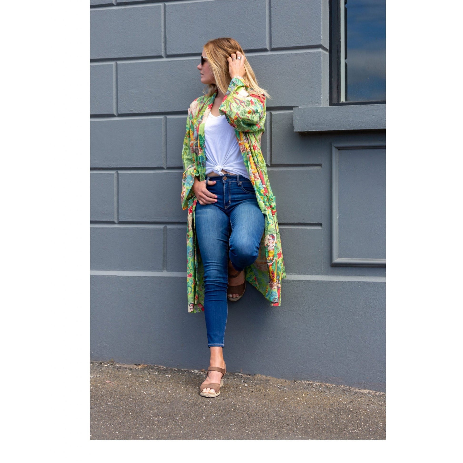 'Jungle Days' Kimono' 100% Cotton Bathrobe