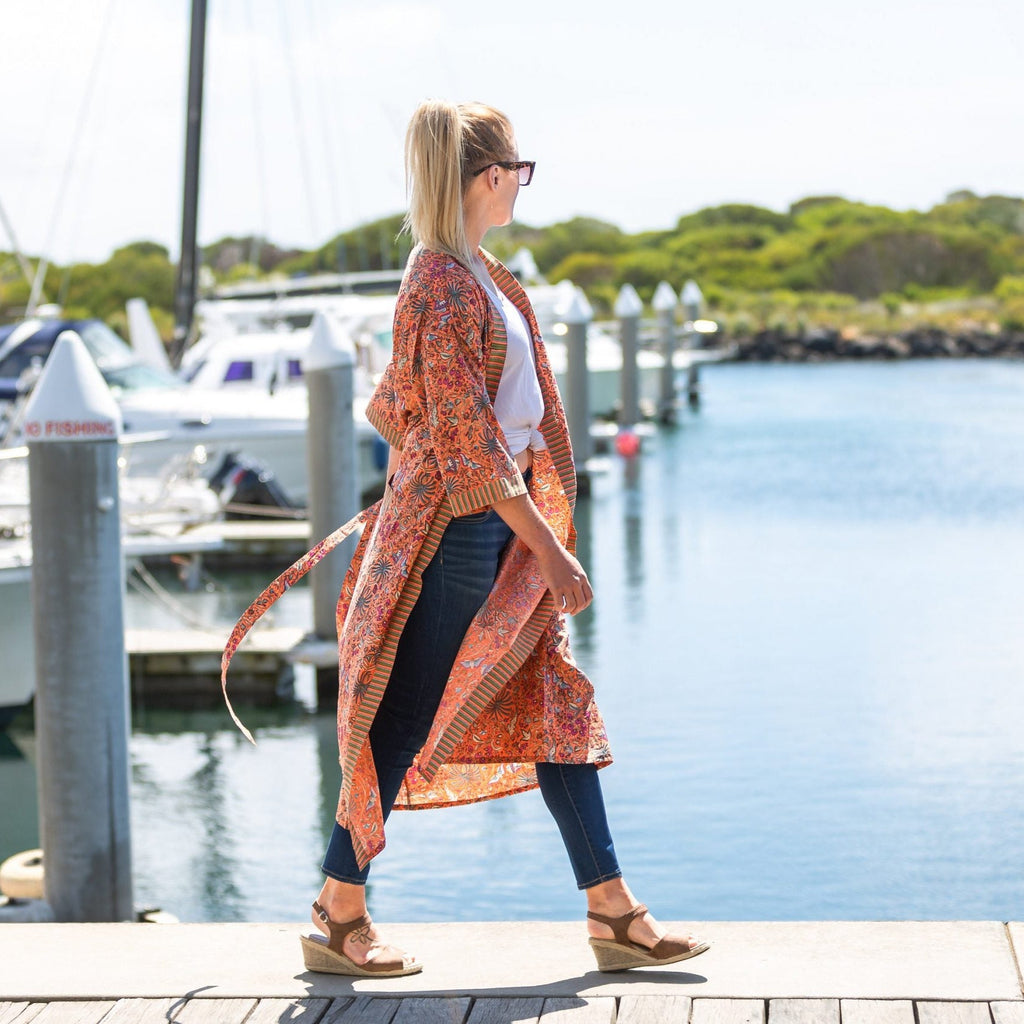 'Grevillea' Kimono' 100% Cotton Bathrobe