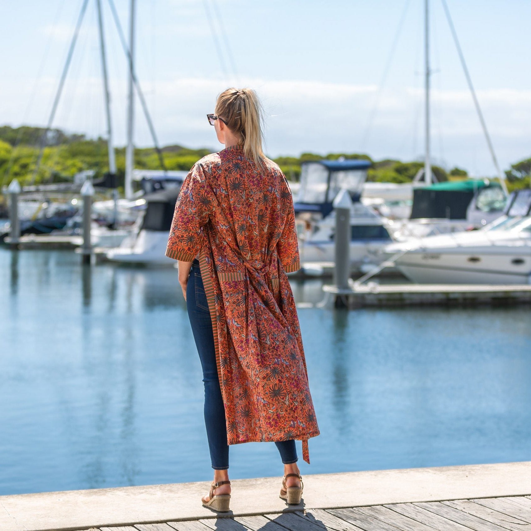 'Grevillea' Kimono' 100% Cotton Bathrobe