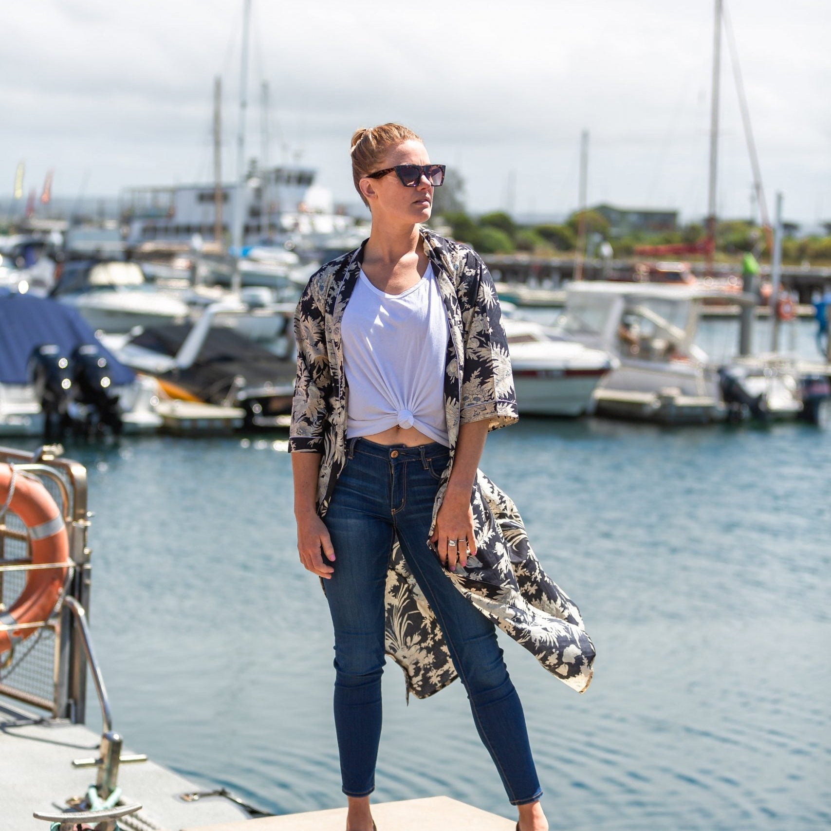 'Navy Dream' Kimono 100% Cotton Bathrobe