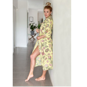 'Golden Warratah' Kimono' 100% Cotton Bathrobe