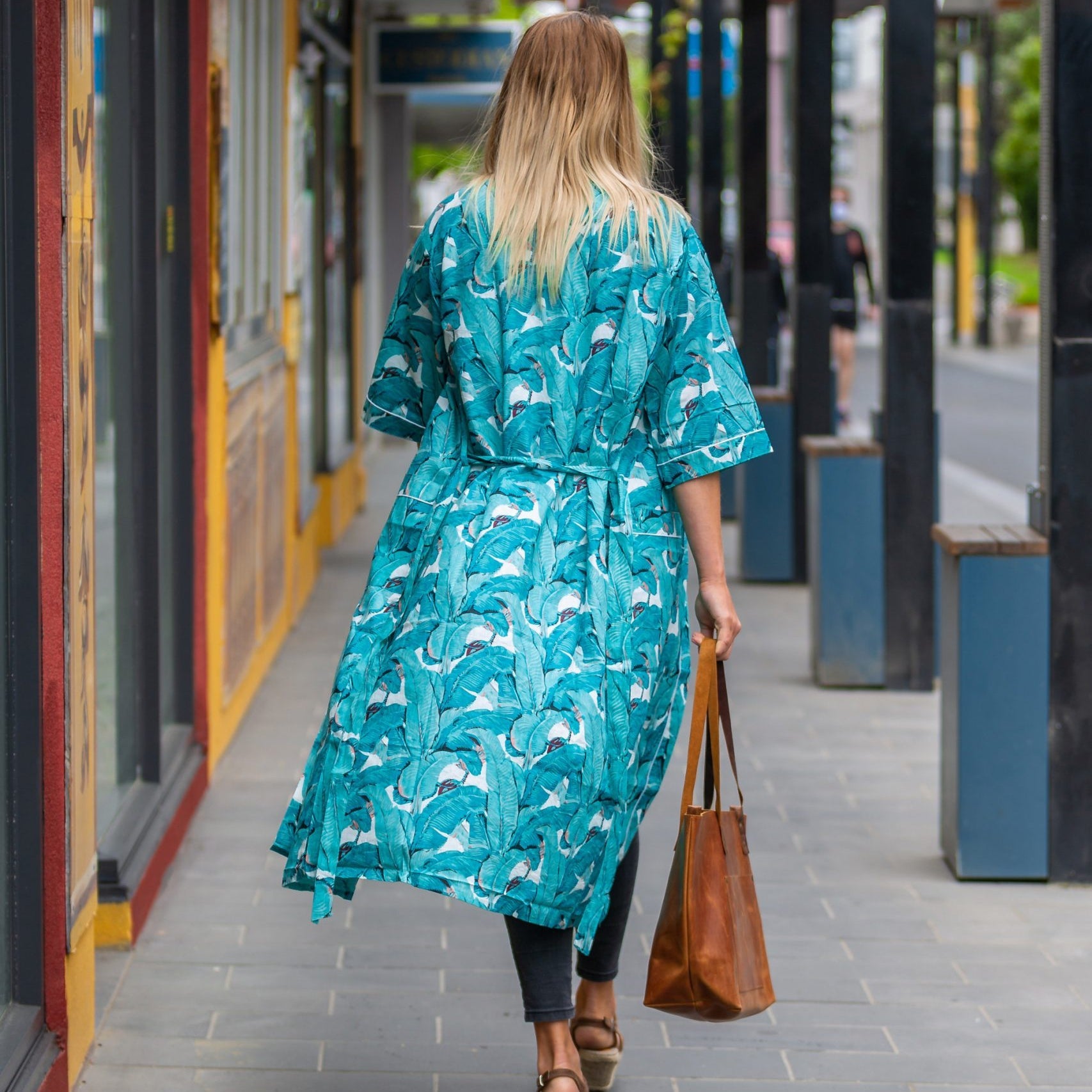 'Aqua Jade Jungle' 100% Cotton Bathrobe