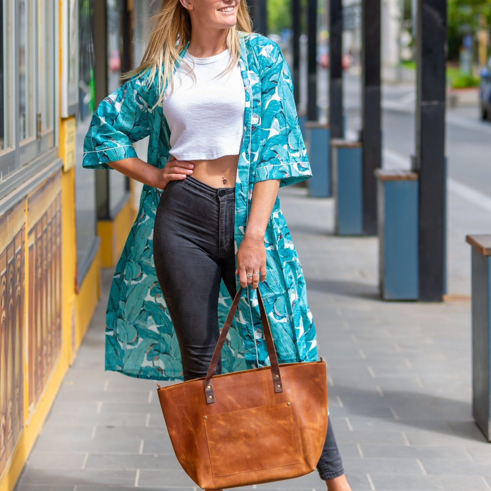 'Aqua Jade Jungle' 100% Cotton Bathrobe