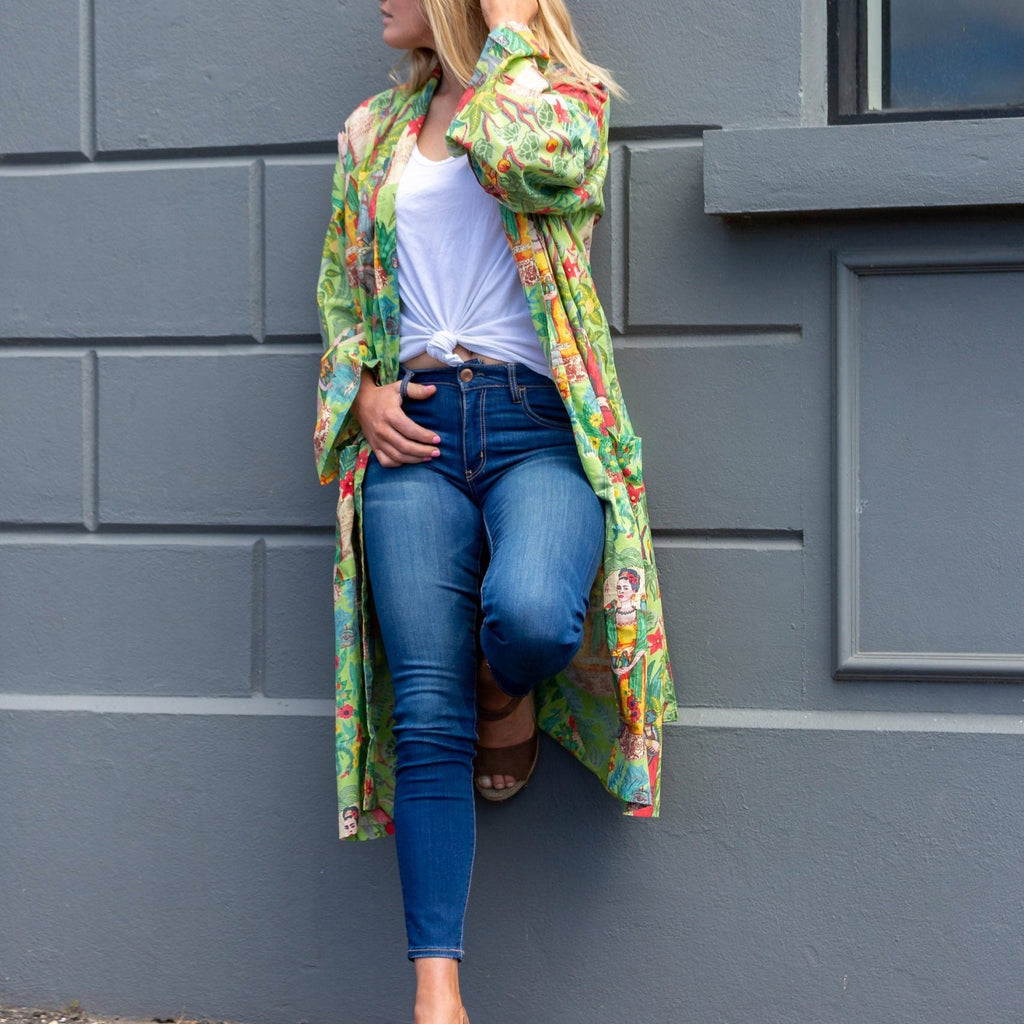 'Jungle Days' Kimono' 100% Cotton Bathrobe