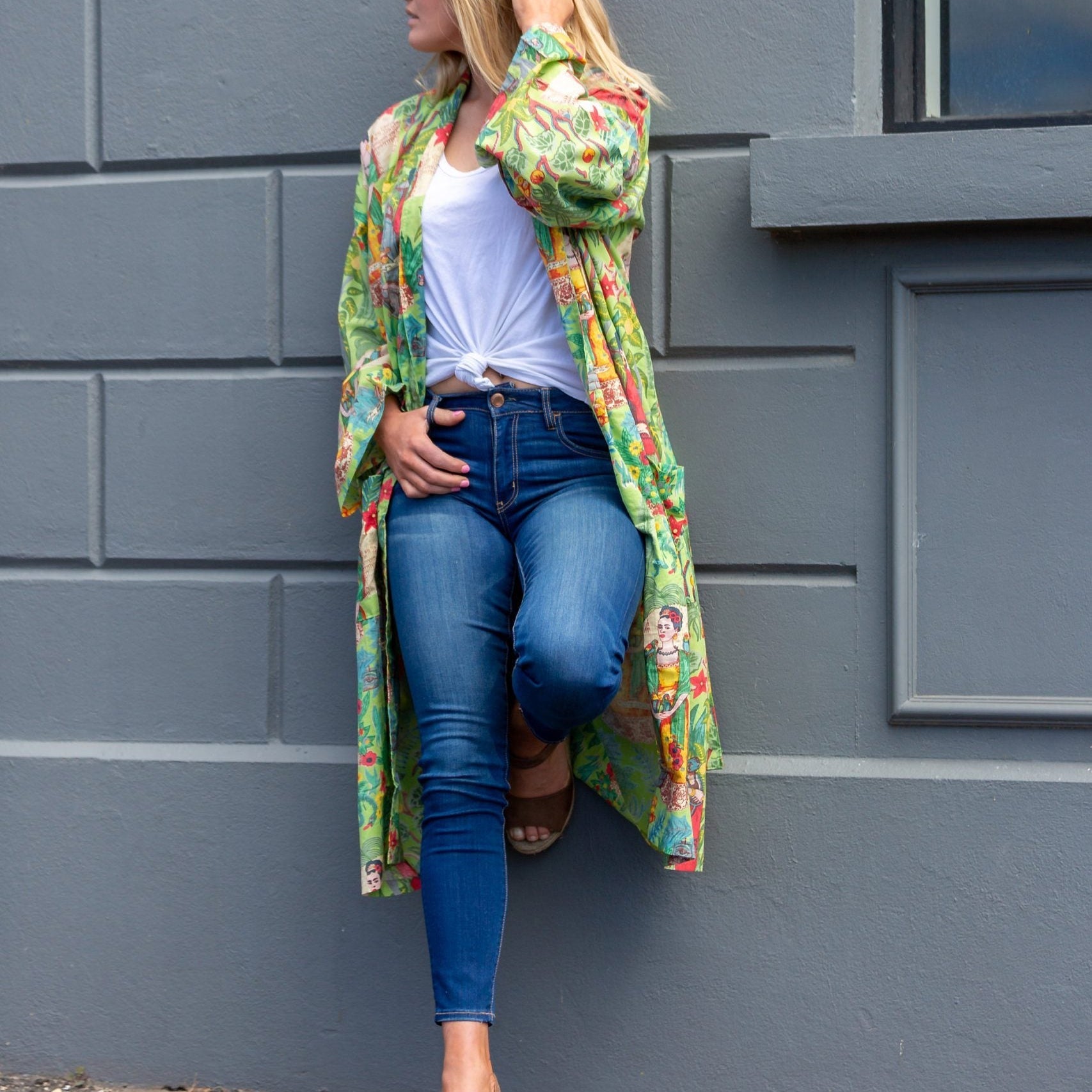 'Jungle Days' Kimono' 100% Cotton Bathrobe