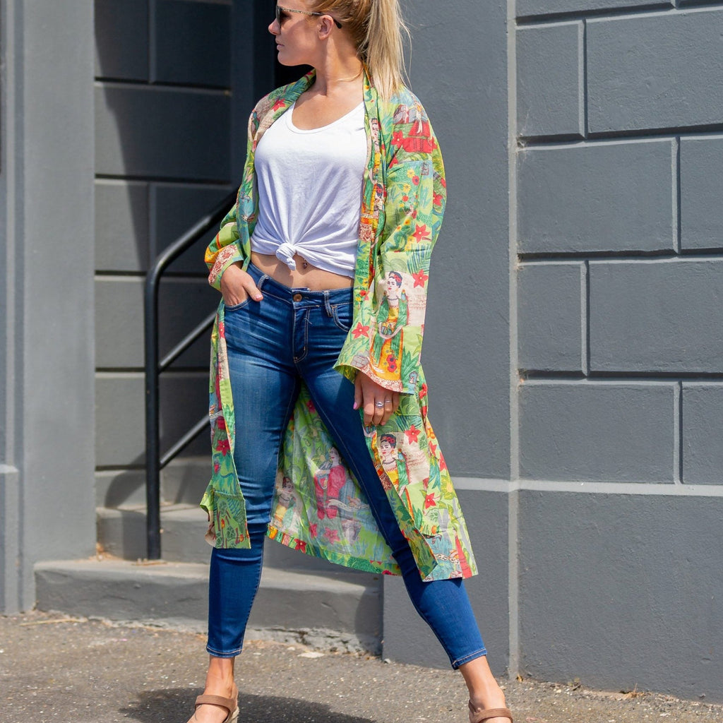 'Jungle Days' Kimono' 100% Cotton Bathrobe