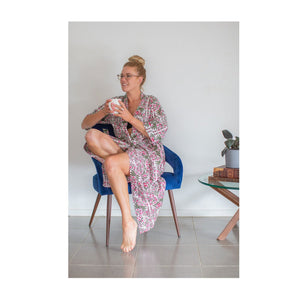 'Ficifolia' Kimono 100% Cotton Bathrobe