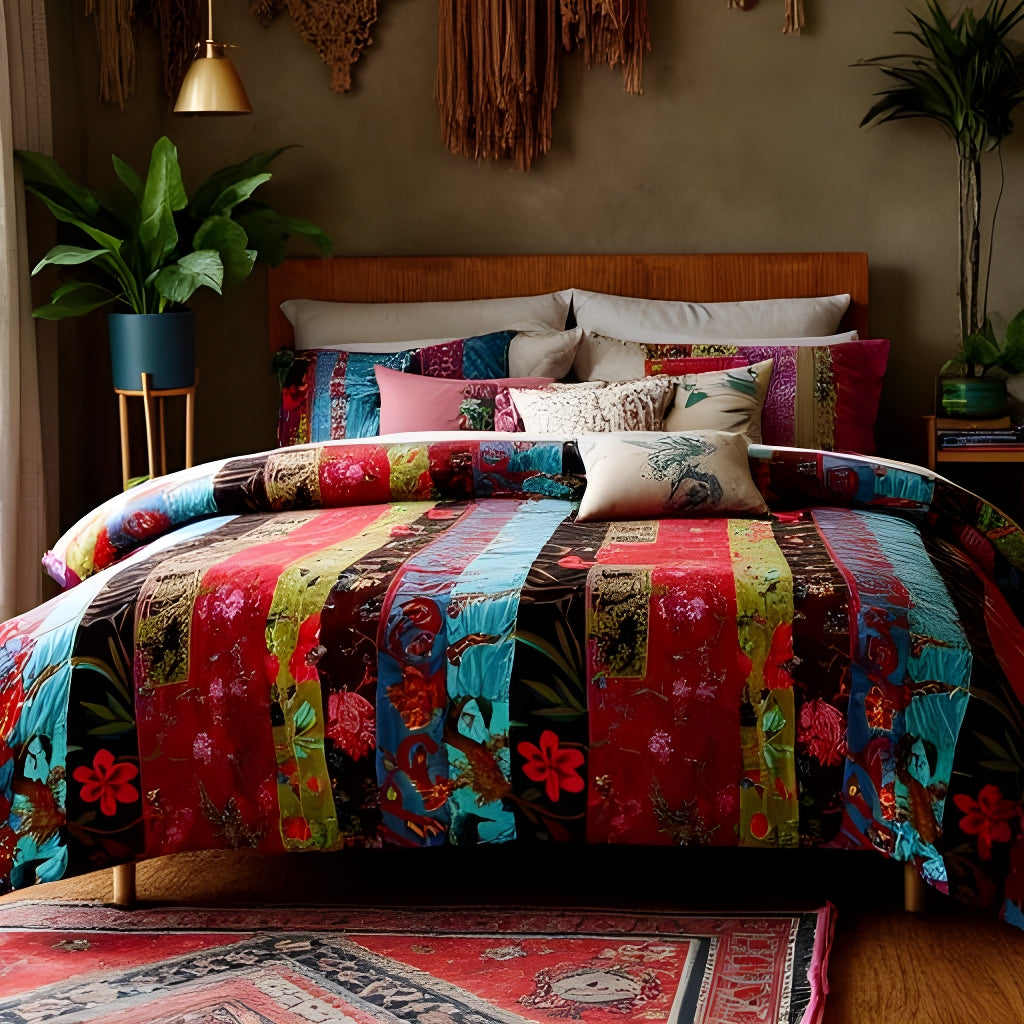 Velvet Floral Quilt - Patchwork Mix