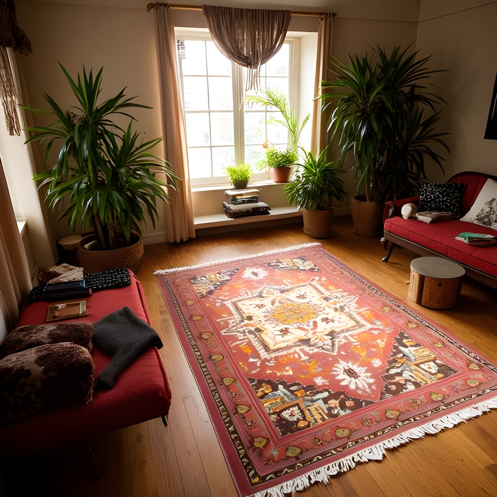 Vintage Bohemian Medallion Rug – Terracotta & Cream, 120x180cm